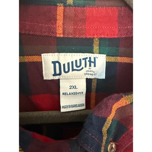 Duluth Trading Co Flannel Shirt Men’s 2XL Relaxed Fit Red Plaid 100% Cotton - Picture 5 of 7